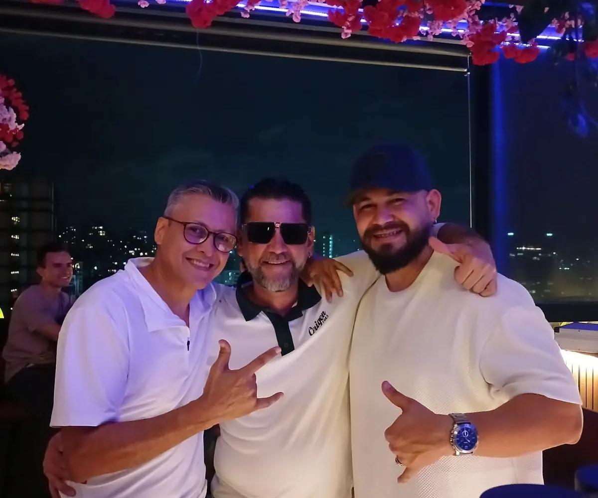 Rooftop bar with Medellín skyline